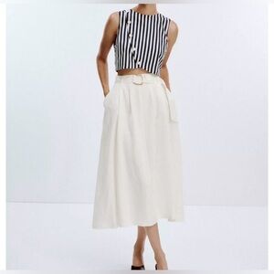 Zara Striped Sleeveless Top and White Maxi Skirt NWT